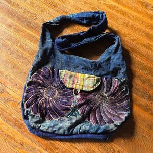 Handmade Patchwork Bag | Blue Purple Boho Shoulder Tote Artistic‎ Everyday